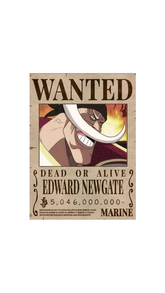 ONE PIECE EDWARD NEWGATE, POSTER IN TELA WANTED.