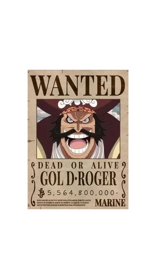 ONE PIECE, GOL D ROGER, POSTER IN TELA WANTED.