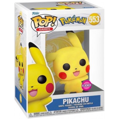 POKÉMON, PIKACHÚ, STATUA FUNKO POP (FLOCKED)